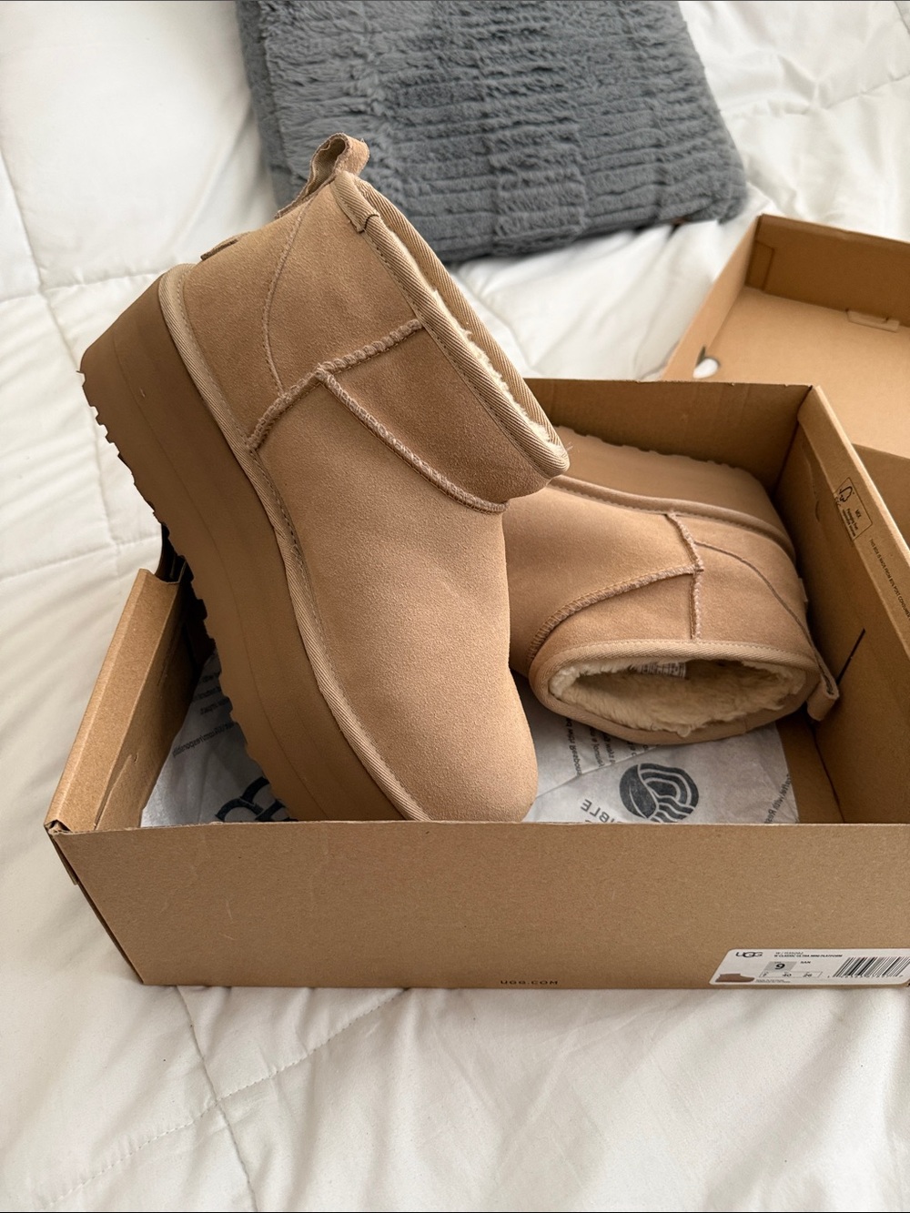 UGG Mini Platform Boot in Chestnut Suede never worn